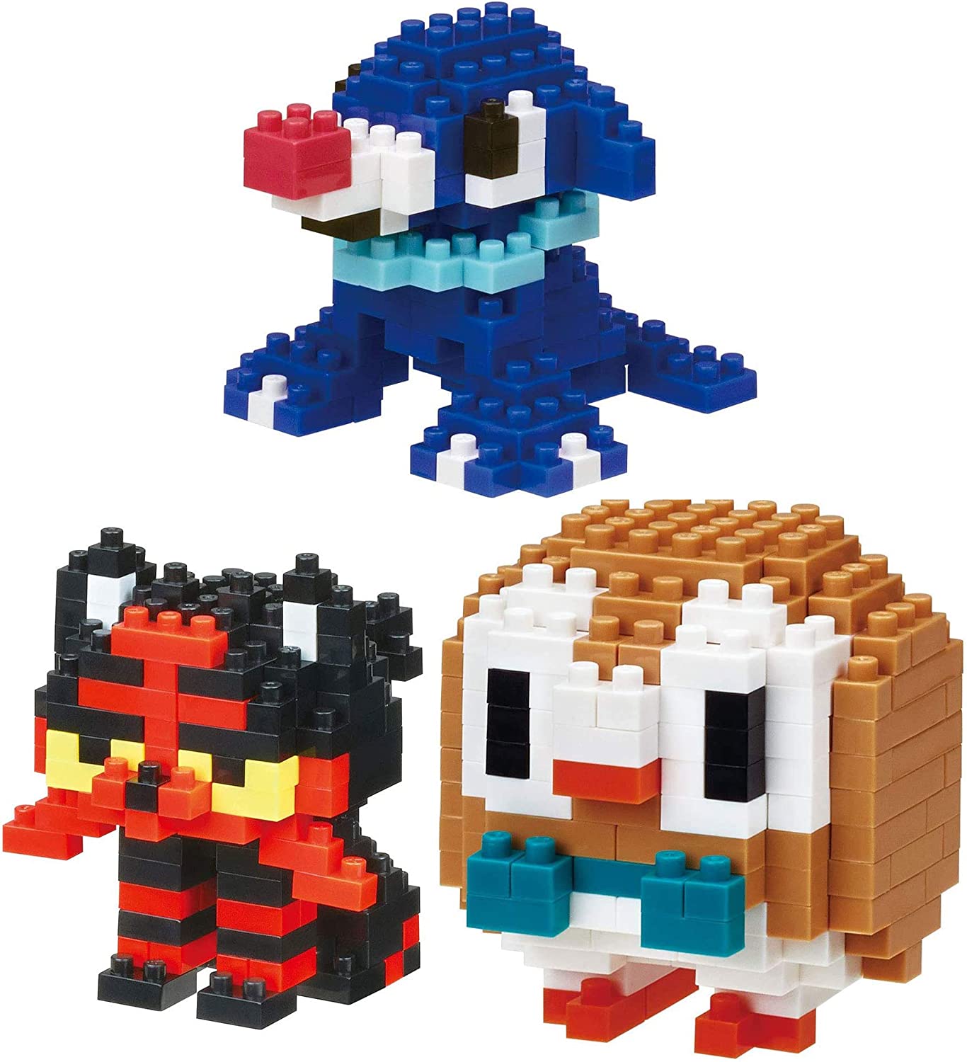 Nanoblocks Building Kit - Pokemon Litten, Popplio and Rowlet - Set of 3