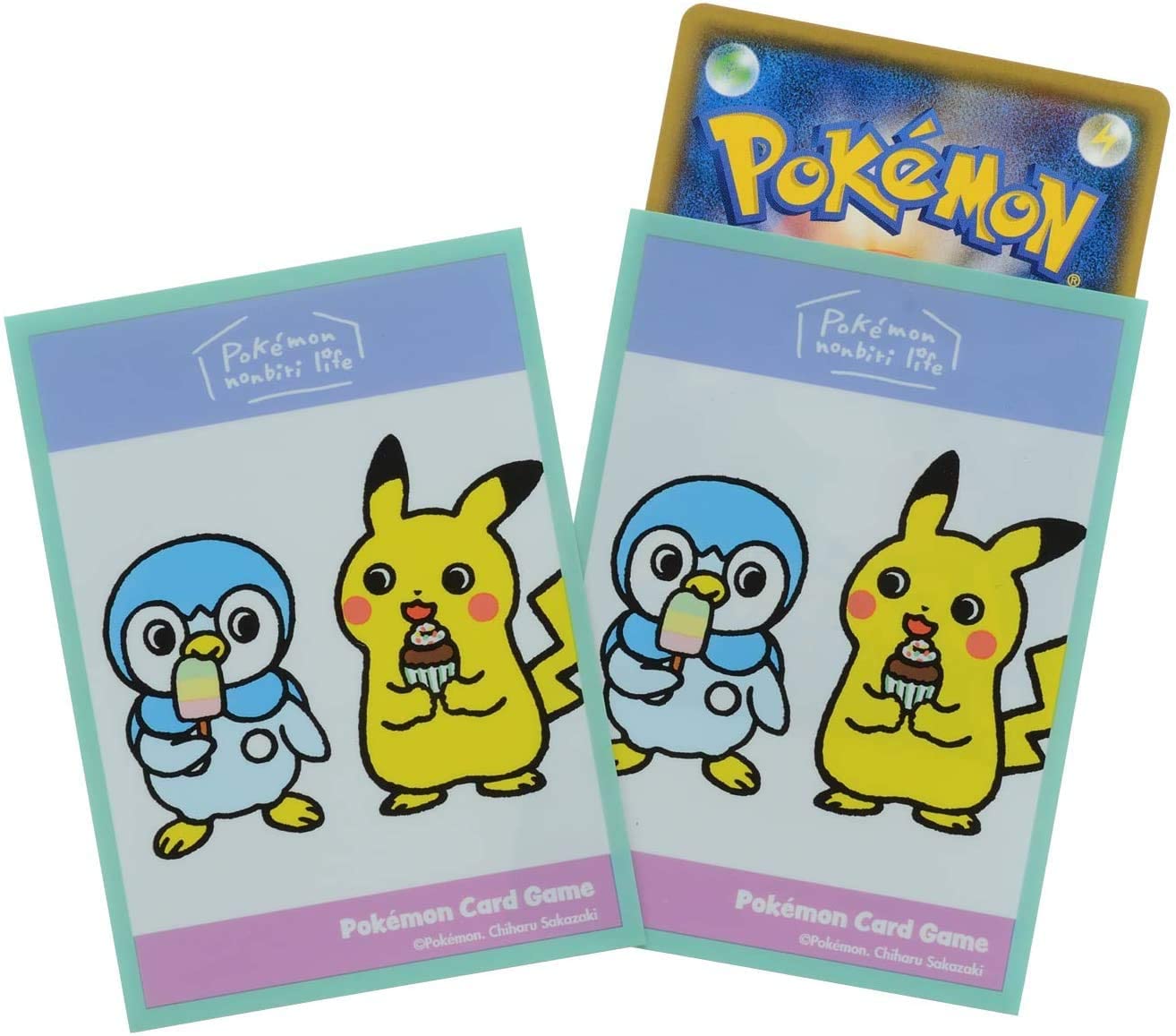 Pokemon 64ct Deck Shield - Pikachu Piplup Lazy Life