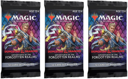 Magic: The Gathering Set Booster Pack Lot - Adventures in The Forgotten Realms - 3 Packs