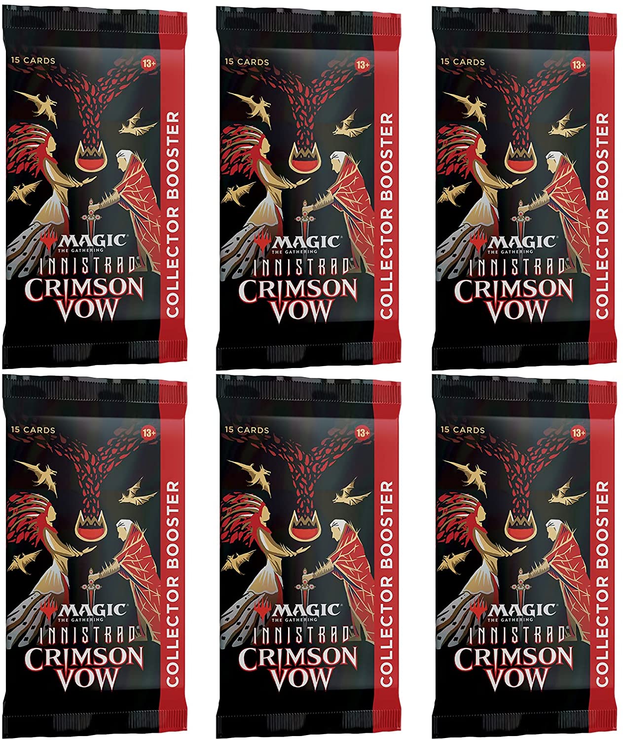 Magic: The Gathering Collector Booster Pack Lot - Innistrad: Crimson Vow - 6 Packs