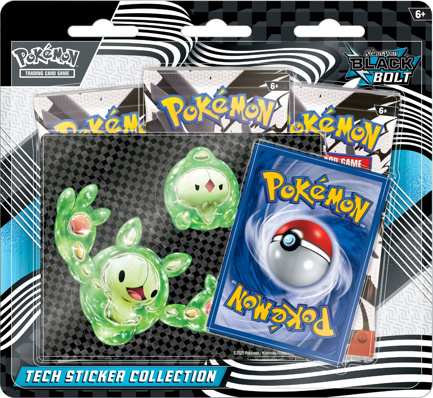 Pokemon TCG Scarlet & Violet 10.5 Black Bolt Tech Sticker Blister Pack - 3 Packs