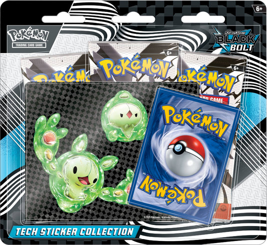 Pokemon TCG Scarlet & Violet 10.5 Black Bolt Tech Sticker Blister Pack - 3 Packs