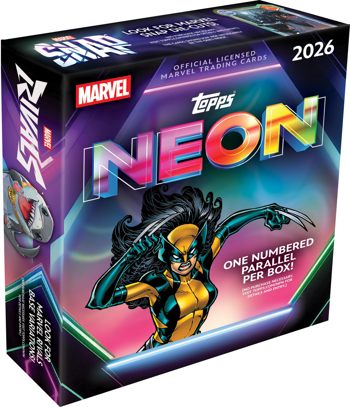 2026 Topps Neon Marvel Trading Cards Mega Box – 10 Packs, 5 Cards Per Pack, 50 Cards Total, 1 Numbered Parallel Per Box