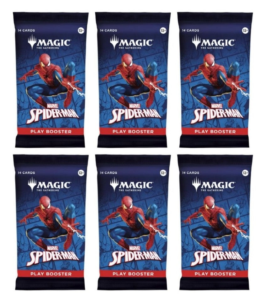 6 Packs Magic the Gathering Play Booster Pack Lot MTG Marvel's Spider-Man