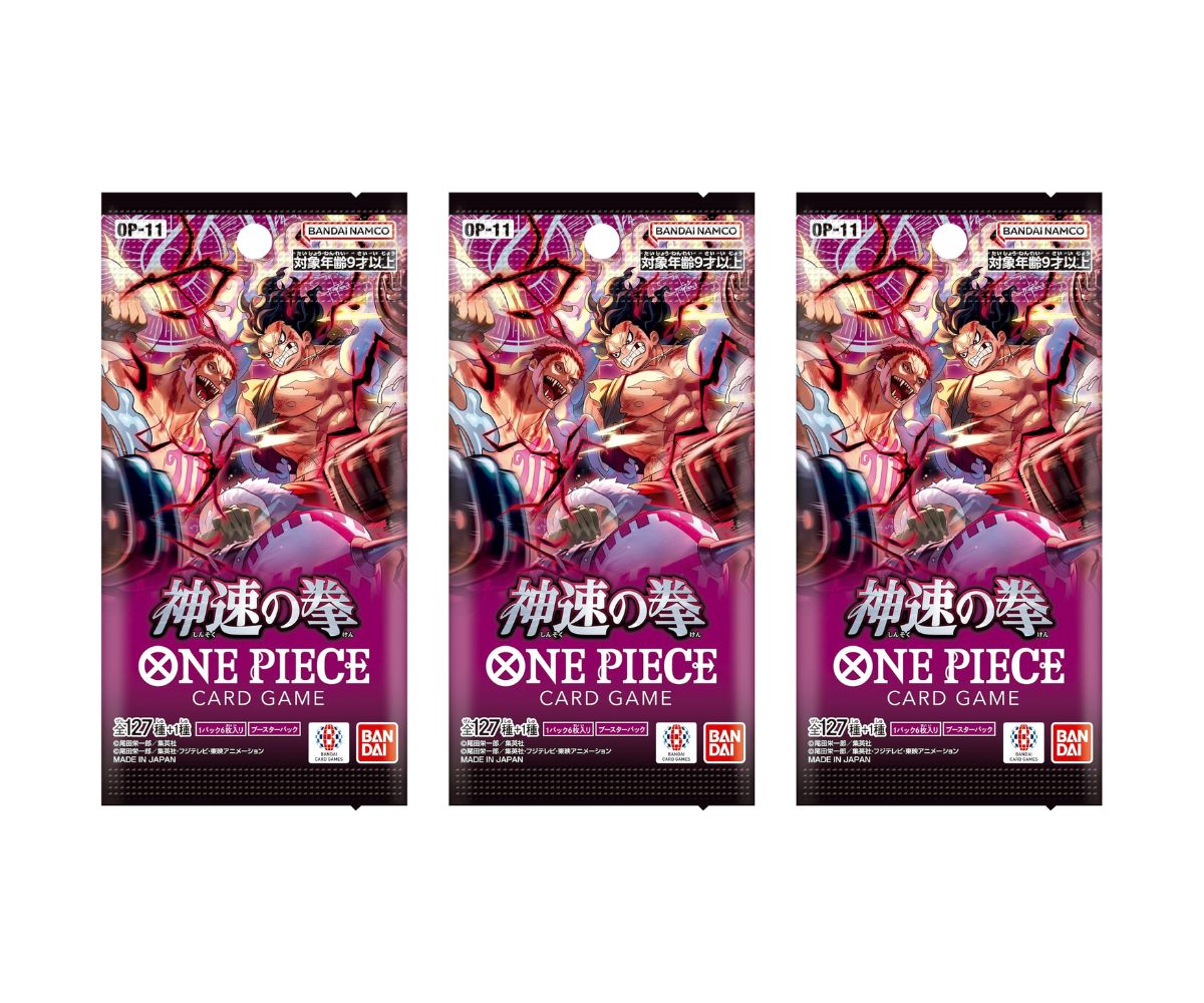 One Piece Card Game Fist of God Speed (OP-11) Booster Pack (Japanese) - 3 Packs - 18 Cards