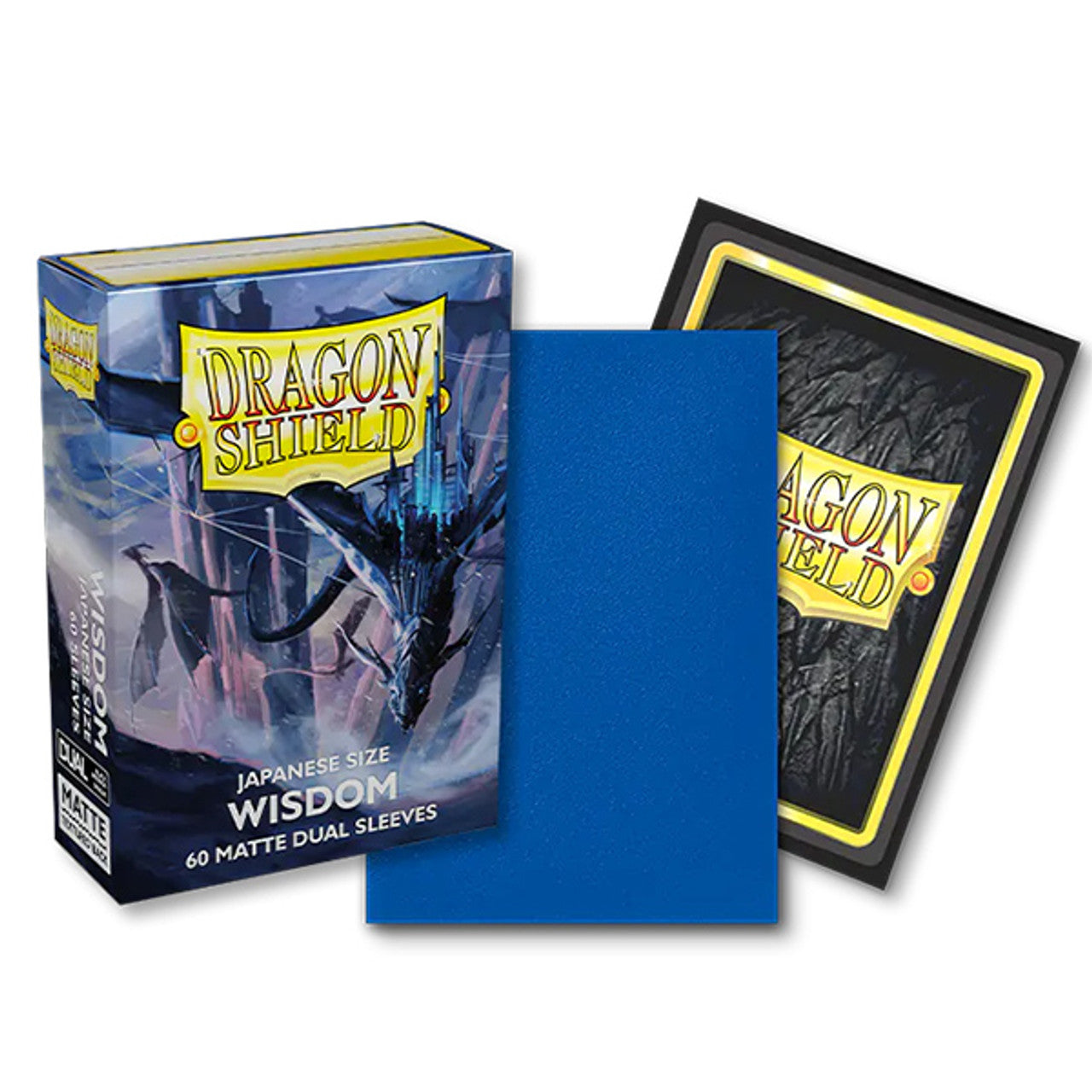 dragon shield mini card sleeves Dragon Shield Dual Matte Mini Japanese Wisdom Dark Blue 60 ct Card Sleeves Individual Pack