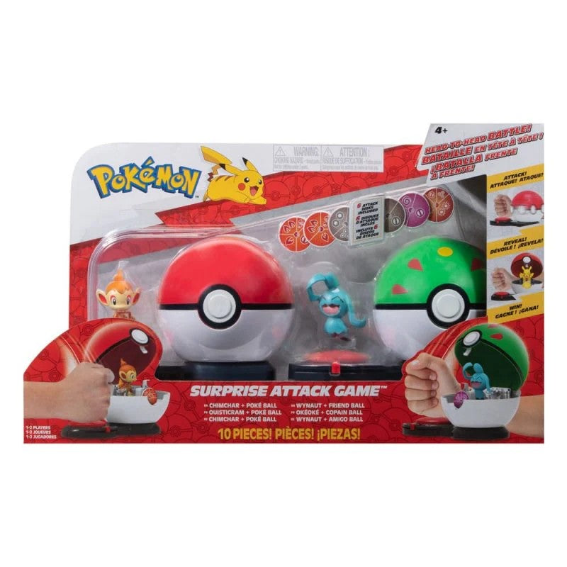 Pokemon Surprise Attack Game- Chimchar with Poké Ball vs. Wynaut with Friend Ball