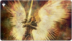 Ultra PRO - White Stitched Card Playmat for MTG: March of The Machines Aftermath ft. Deification - Protect Cards During Gameplay from Scuffs & Scratches, Perfect as Oversized PC Gaming Mouse Pad