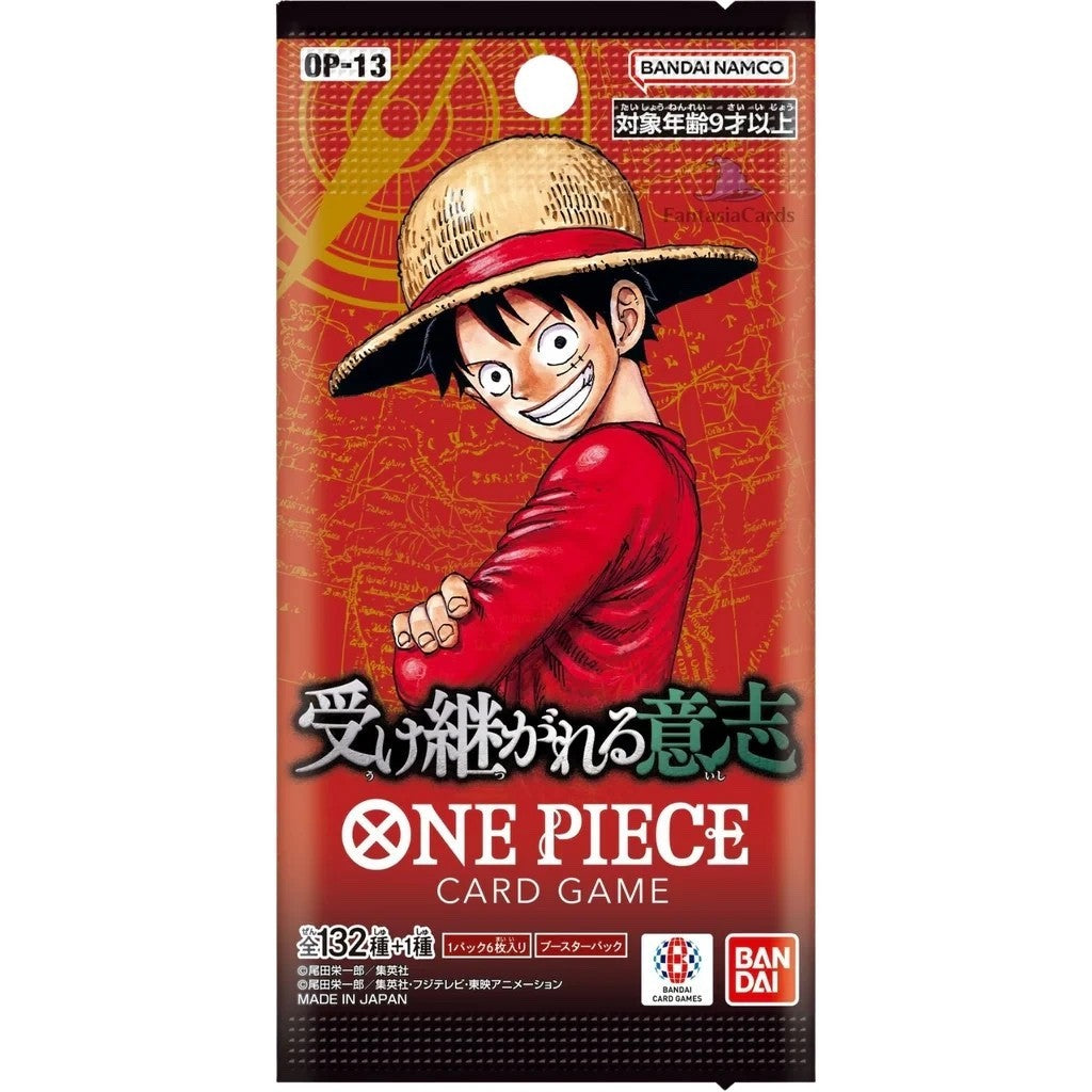 One Piece Card Game Carrying On His Will OP-13 Booster Pack (Japanese) - 6 Cards