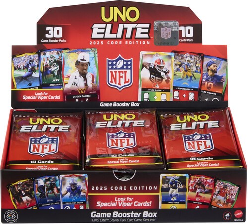 Uno Elite NFL 2025 Core Edition Booster Box - 30 Packs