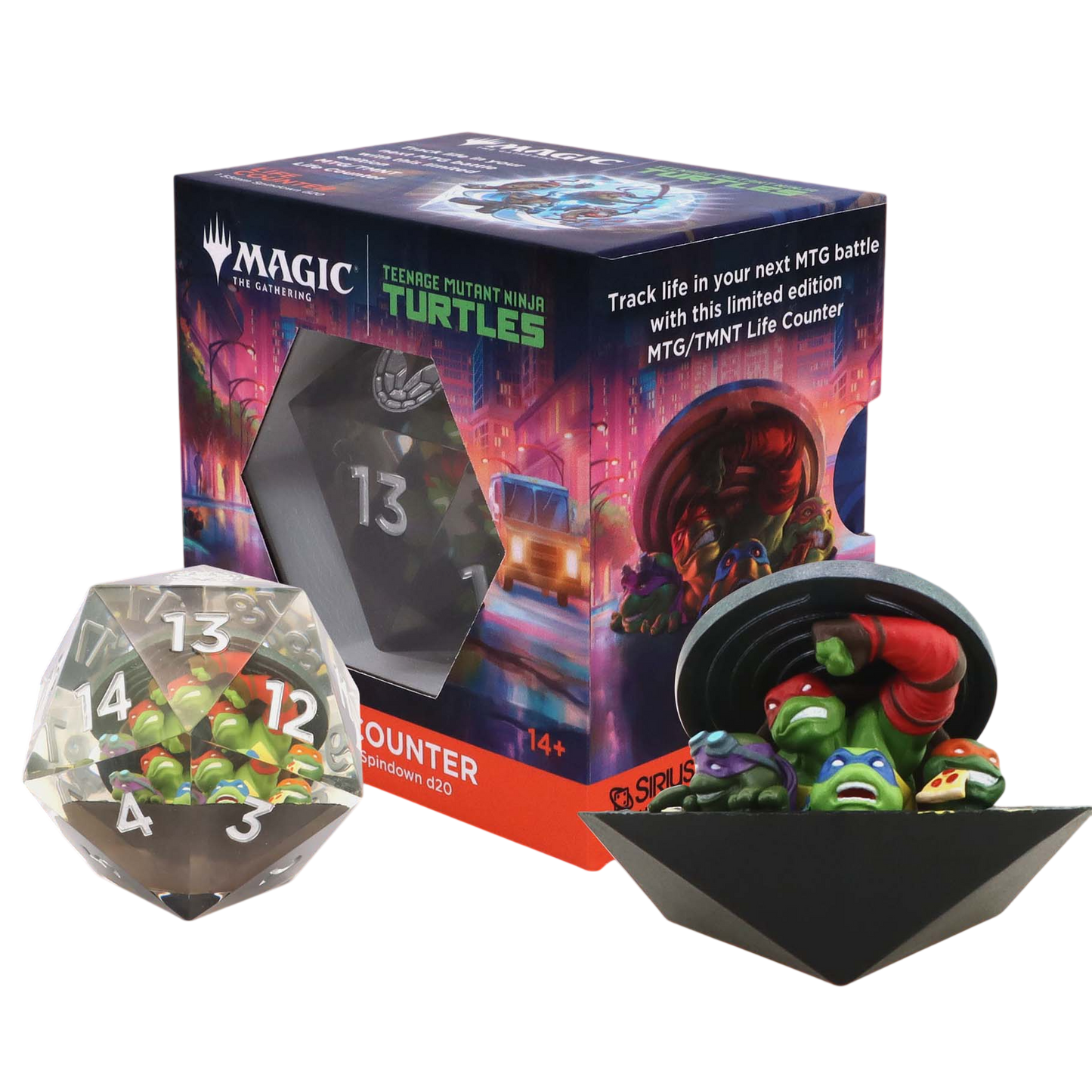 Magic: The Gathering x Teenage Mutant Ninja Turtles 55mm D20 Spindown Life Counter | Oversized Collectible Gaming Accessory by Sirius Dice