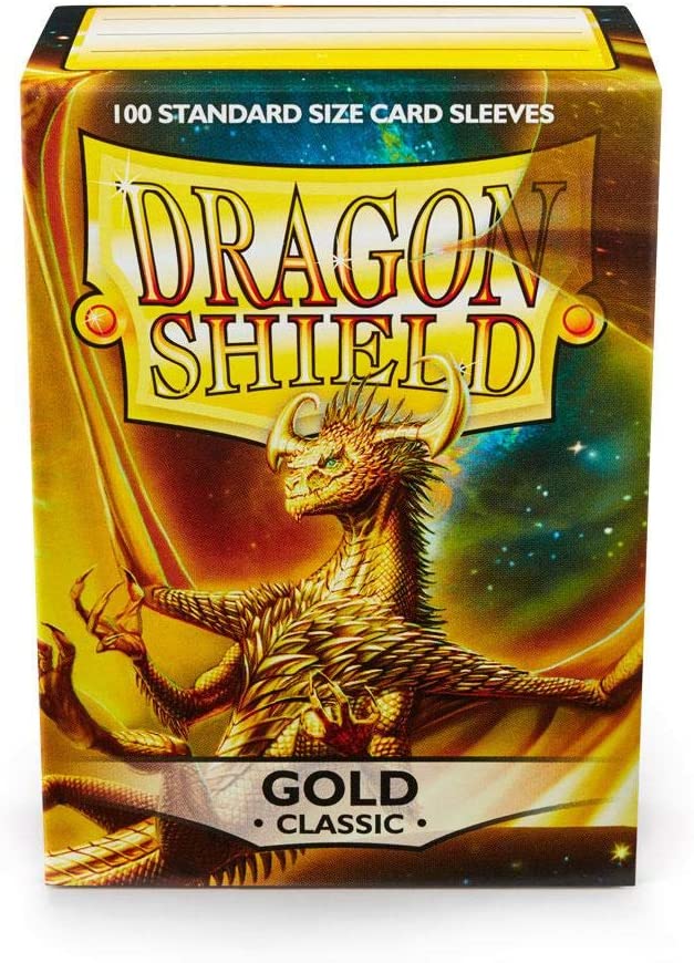 Dragon Shield 100ct Standard Card Sleeves Display Case (10 Packs) - Classic Gold
