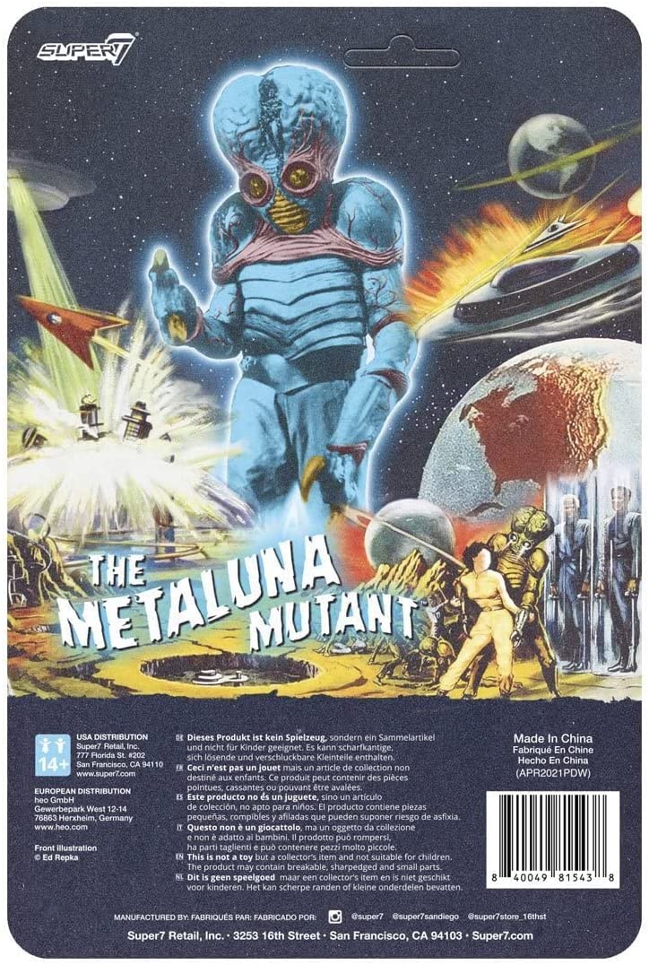 Super7 ReAction Figure - Universal Monsters: This Island Earth - The Metaluna Mutant Blue (Glow in The Dark)