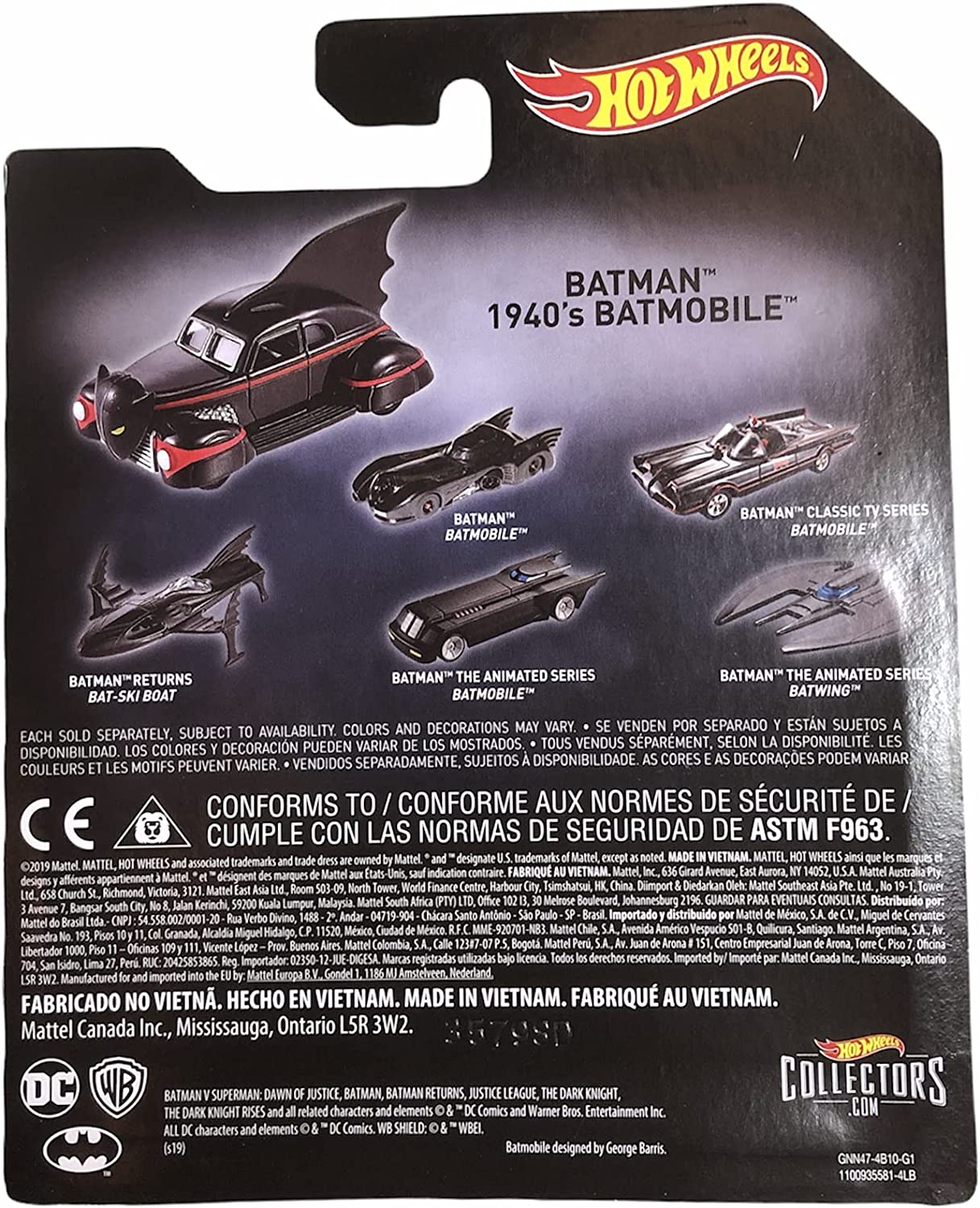 Hot Wheels 1:50 Scale Car - Batman 1940s Batmobile
