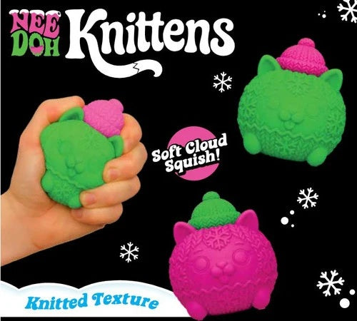 NeeDoh Squishmas Knittens Squishy Fidget Toy – Holiday Kitten Stress Ball – Assorted Color – Ages 3+