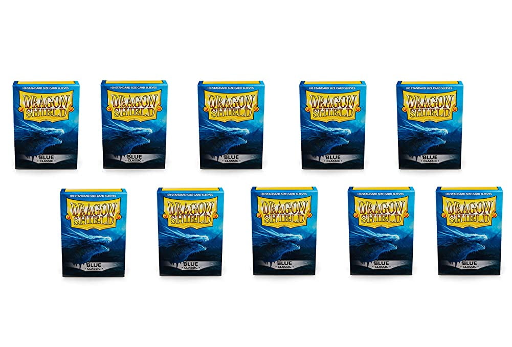 10 Packs Dragon Shield Classic Blue Standard Size 100 ct Card Sleeves Display Case