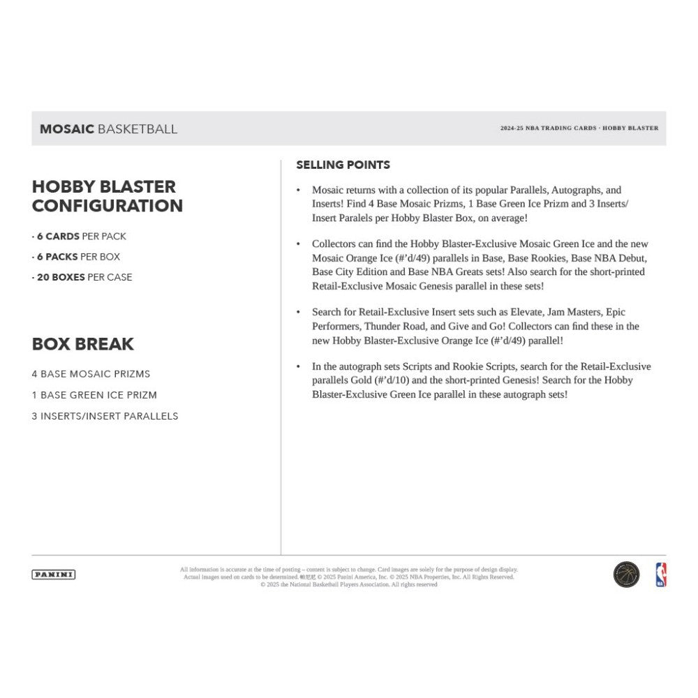 Panini 2024-25 Mosaic Basketball Hobby Exclusive Blaster Box