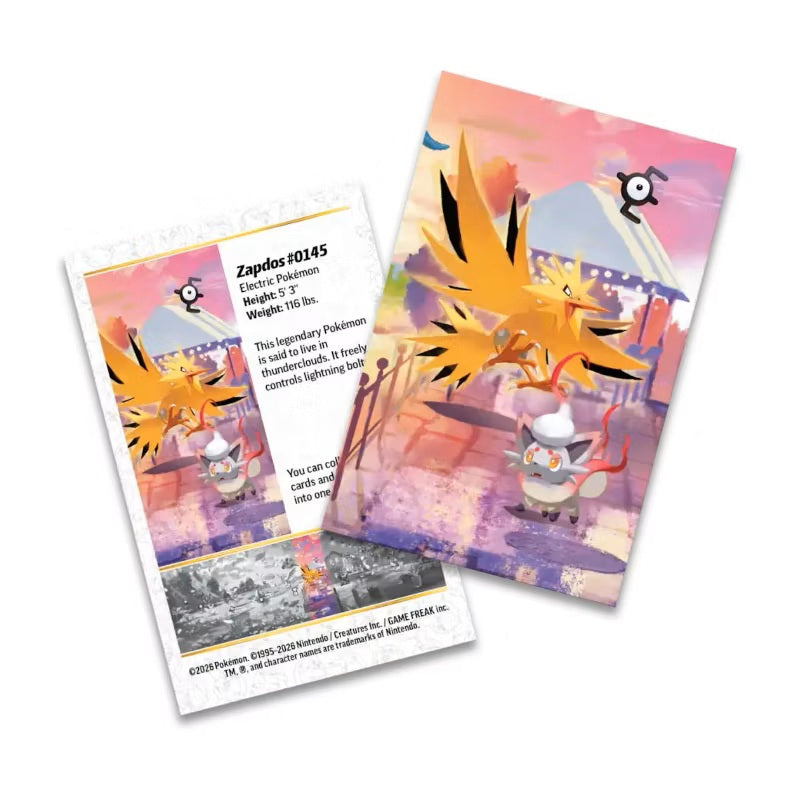 Pokémon: 30th Anniversary Celebration Mini Tin - Zapdos & Hisuian Zorua (1 Sticker, 1 Illustrated Card and 2 Upgrade Envelopes)