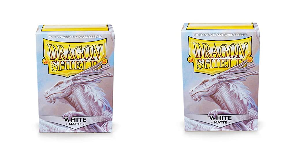 2 Packs Dragon Shield Matte White Standard Size 100 ct Card Sleeves Value Bundle!