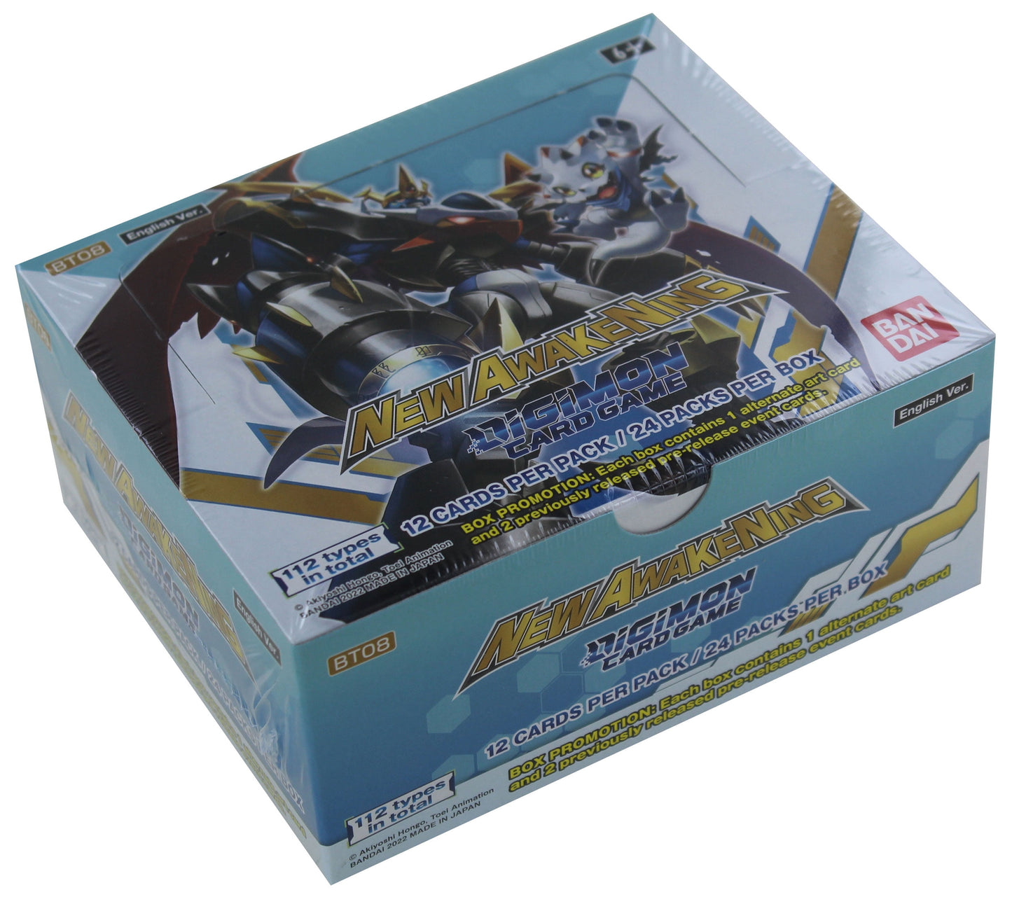 2022 Digimon English TCG New Awakening [BT08] Booster Box - 24 Packs or 12 Cards Each!