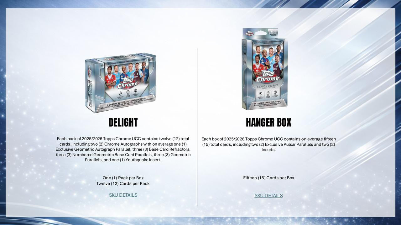 2025/26 Topps Chrome UEFA Club Competitions Soccer Hanger Box