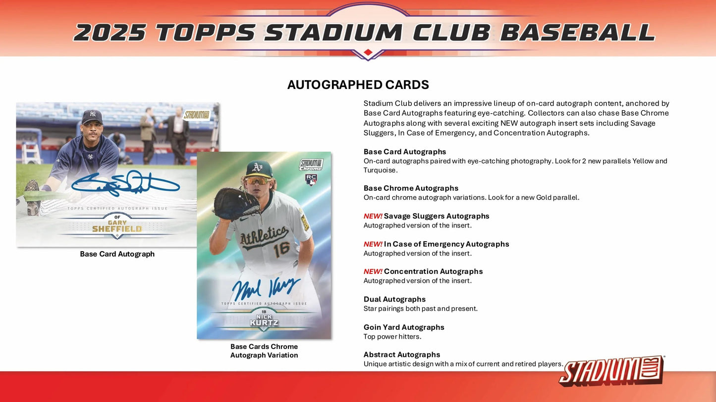 2025 Topps Stadium Club Baseball Hobby Booster Pack Lot - 3 Packs