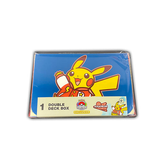 Pokemon TCG 2025 Pokemon World Championships Varsity Pikachu Double Deck Box - Holds up to 60 Cards
