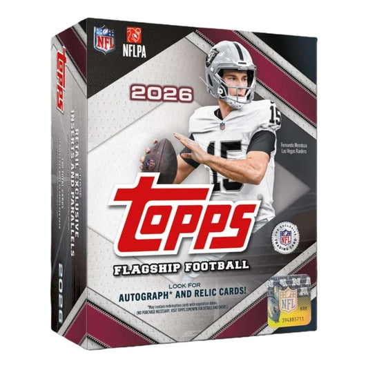 2026 Topps NFL Flagship Football Trading Card Mega Box - 12 Packs (15 Cards per Pack, 180 Total Cards)