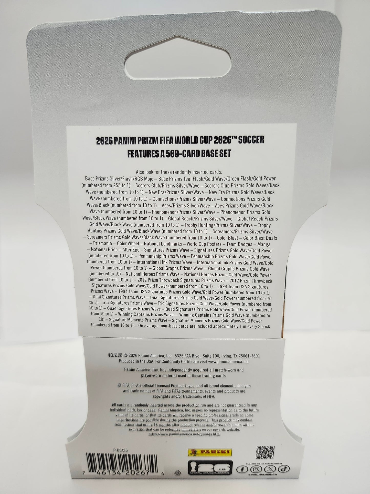 2026 Panini Prizm FIFA World Cup Soccer Sleeved Booster Pack – 4 Trading Cards – Teal Flash Prizm Retail Edition