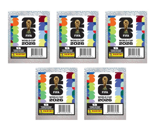 2026 Panini FIFA World Cup Soccer Sticker Pack Lot - 5 Sticker Packs