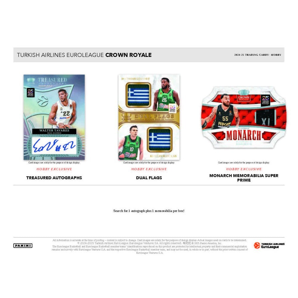 Panini 2024-25 Turkish Airlines EuroLeague Crown Royale Basketball Hobby Box