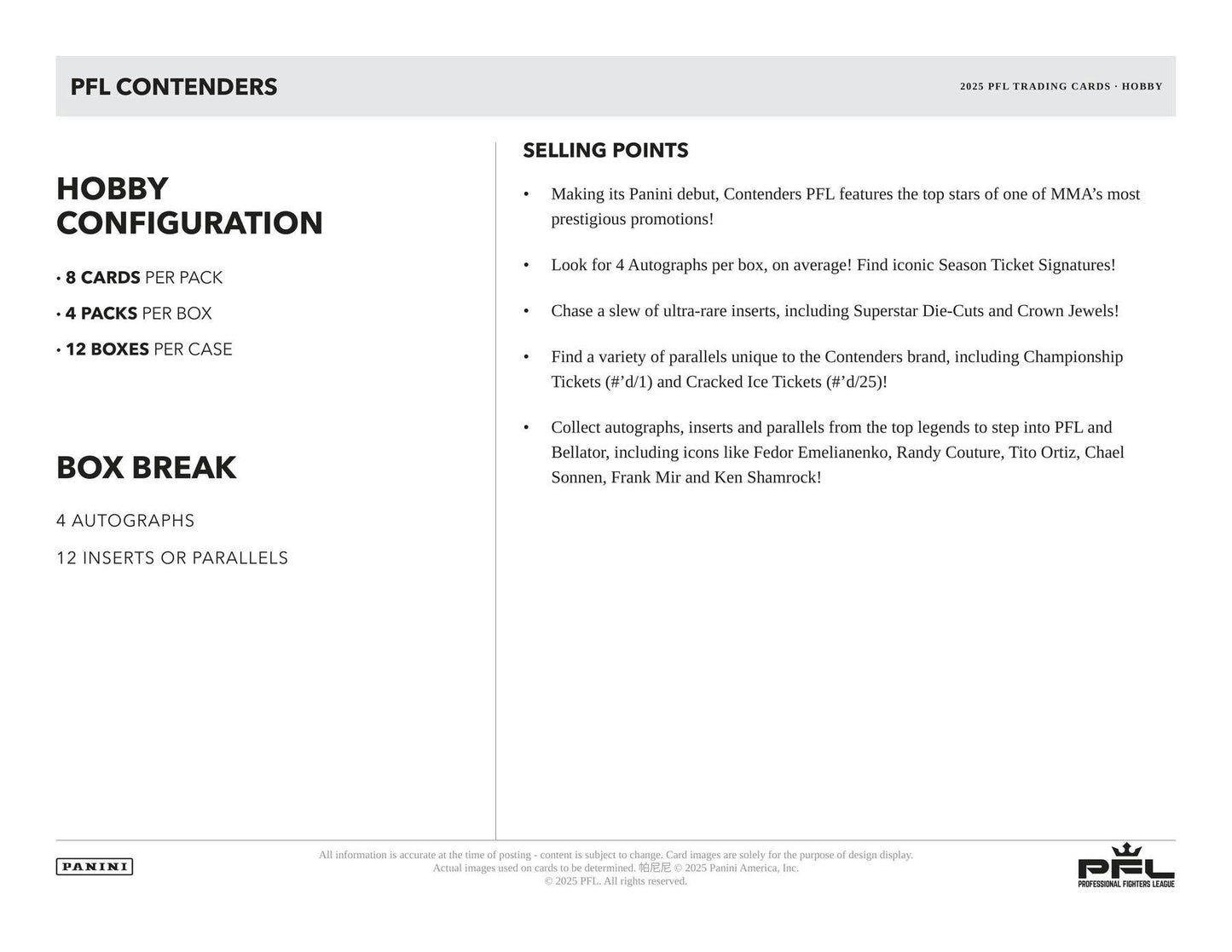 Panini 2025 Contenders Professional Fighters League PFL Hobby Box
