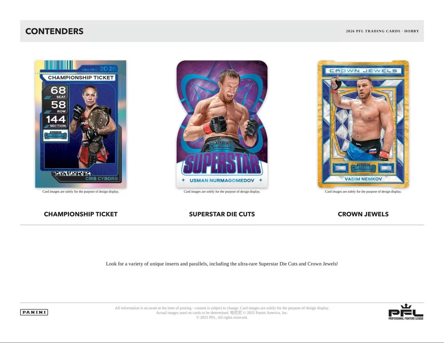 2026 Panini Contenders PFL Professional Fighters League Trading Cards Hobby Box – 4 Packs, 8 Cards per Pack