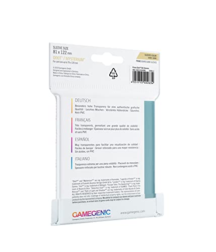 Gamegenic Prime Board Game Sleeves | Pack of 90 Extra-Clear Sleeves | 81 by 122 mm Card Sleeves Optimized for Use with Dixit and Mysterium | Premium Card Protection | FFG Sand Color Code | Made by Gamegenic