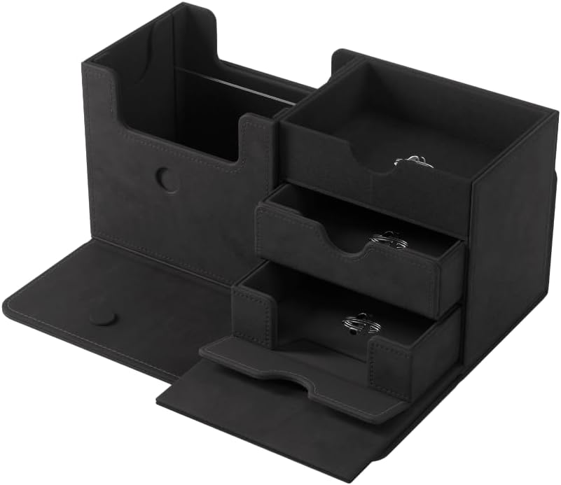 Gamegenic The Academic 133+ XL Premium Deck Box | Double-Sleeved Card Storage | Card Game Protector | Holds Up to 122 Cards Plus Game Accessories | Black/Black Color