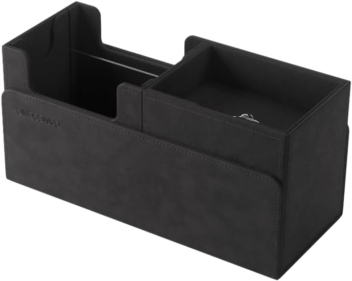 Gamegenic The Academic 133+ XL Premium Deck Box | Double-Sleeved Card Storage | Card Game Protector | Holds Up to 122 Cards Plus Game Accessories | Black/Black Color