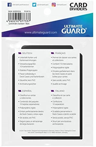 Ultimate Guard Card Dividers Lot - Black - 10 Packs (100 Dividers)