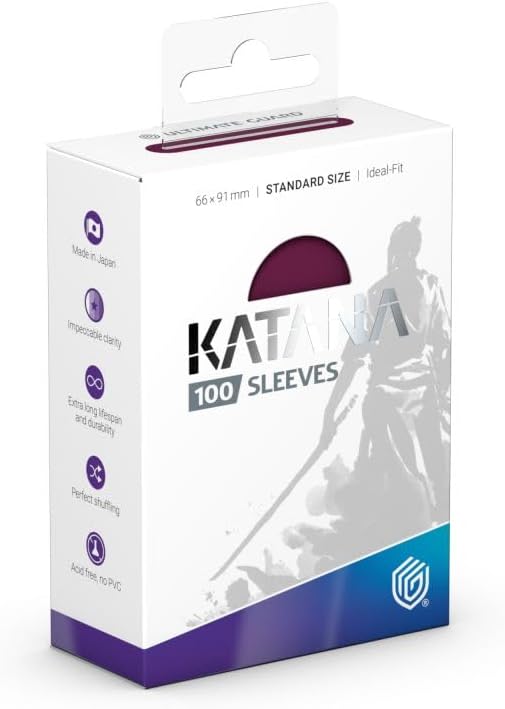 Ultimate Guard Katana Card Sleeves, 100 Standard Size TCG Sleeves, 66 x 91mm, Radiant Plum Back, Tournament Sleeves, No PVC & Acid-Free, High Clarity