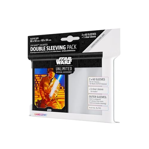 Star Wars Unlimited Luke Skywalker Double SLEEVING Pack - Officially Licensed Set of 60 Art Sleeves + 60 Matte Outer Sleeves + 1 Clear Sleeve, Optimized for TCGs & LCGs, Made by Gamegenic
…