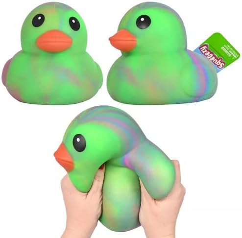 Sunny Days Jumbo Squishy Duck, for Kids Teens and Adults, Over 5 Inches, Green, Tie Dye