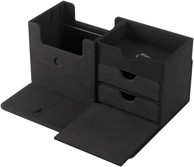 Gamegenic The Academic 133+ XL Premium Deck Box | Double-Sleeved Card Storage | Card Game Protector | Holds Up to 122 Cards Plus Game Accessories | Black/Black Color