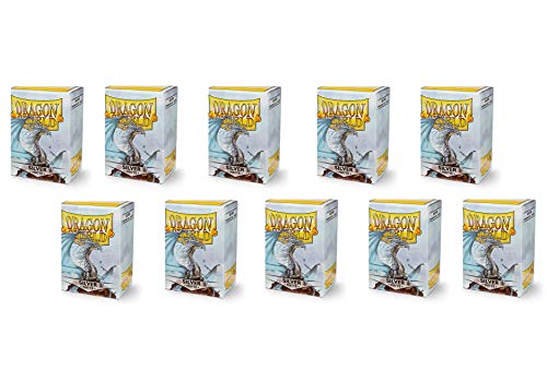 10 Packs Dragon Shield Matte Silver Standard Size 100 ct Card Sleeves Display Case