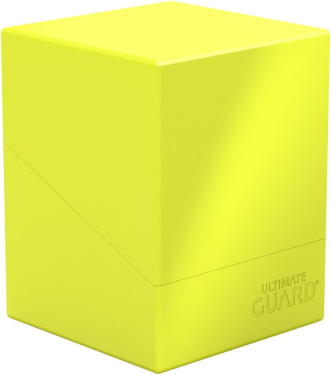 Ultimate Guard Boulder Solid 100+, Deck Case for 100 Double-Sleeved TCG Cards, Neon Yellow, Secure & Durable Storage for Trading Card Games, No Transparency