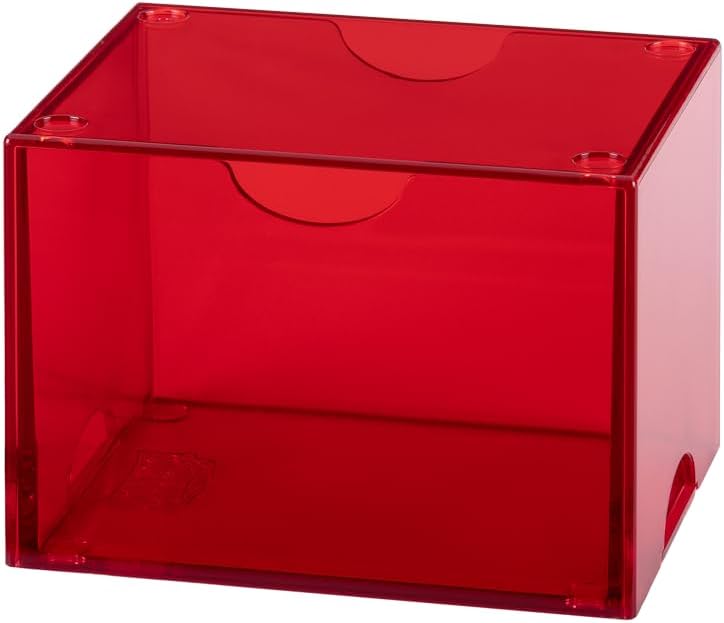 Dragon Shield Strongbox Deck Box Clear Red, Holds 100+ Double Sleeved Cards, Acrylic TCG Storage Case, Vacuum Seal Closure, Stackable, Display Lid, 83.5 x 106 x 75.5 mm