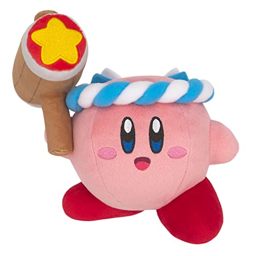 Sanei Boeki KP62 Kirby All Star Collection Hammer By Plush Toy, Size S, Height 5.9 inches (15 cm)