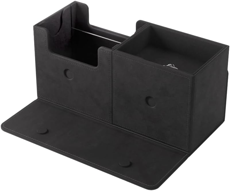 Gamegenic The Academic 133+ XL Premium Deck Box | Double-Sleeved Card Storage | Card Game Protector | Holds Up to 122 Cards Plus Game Accessories | Black/Black Color