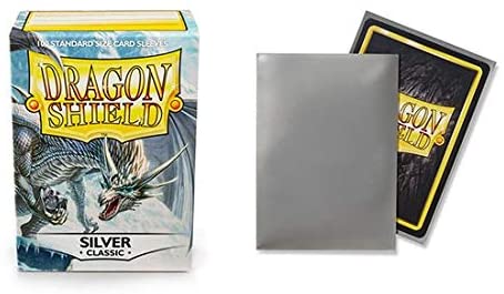 Dragon Shield 100ct Standard Card Sleeves Display Case (10 Packs) - Classic Silver