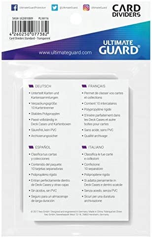 Ultimate Guard Card Dividers Lot - Transparent - 10 Packs (100 Dividers)