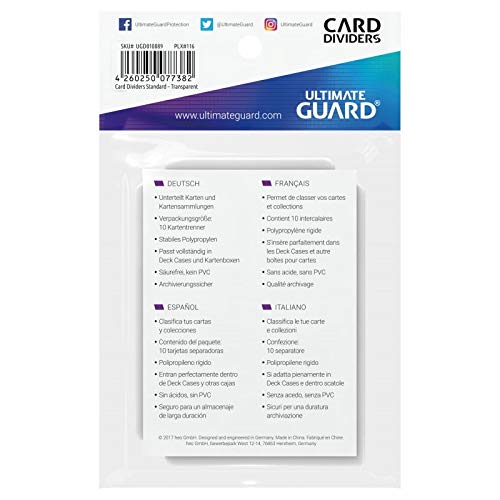 10 Packs Ultimate Guard Transparent Card Dividers (10) Standard Size Display Case