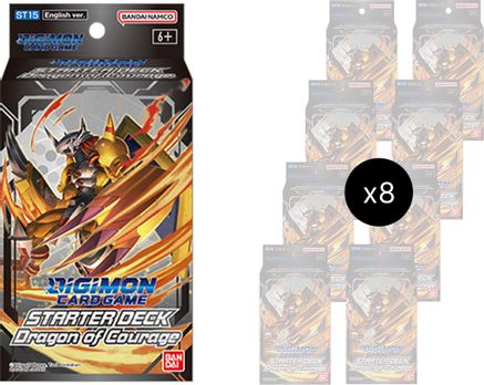DIGIMON CARD GAME: STARTER DECK: DRAGON OF COURAGE [ST-15] - DISPLAY OF 8